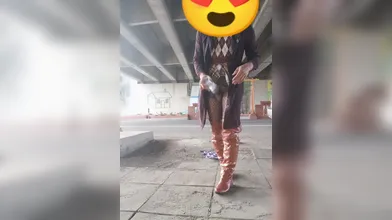 (01:41) New Riding Boots Cum On The Curb
